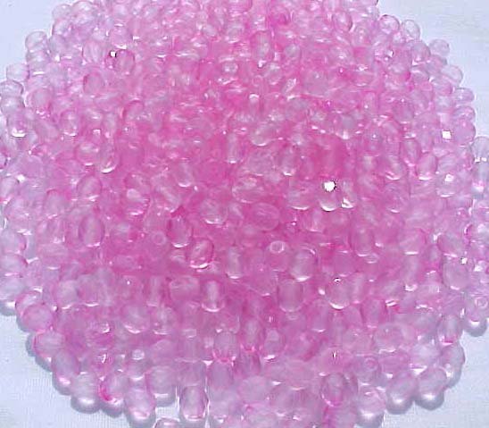 Vintage Matte 2 Tone Pink Fire Polish Czech Glass Beads 4mm