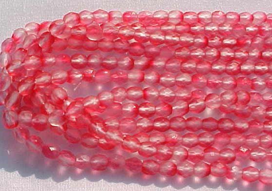 Vintage Dark Matte Pink Fire Polish Czech Glass Beads 4mm