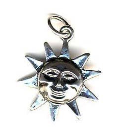 Sterling Silver Smiling Sun Charm Pendant