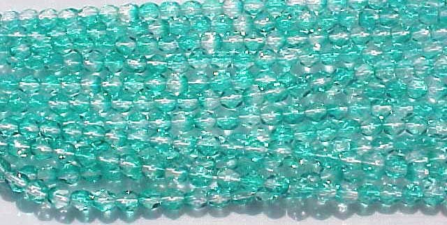 Vintage 2 Tone Green Fire Polish Czech Glass Beads 4mm