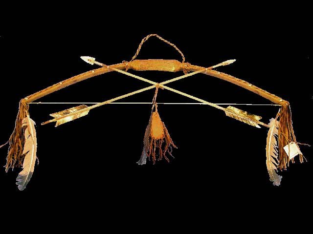 Native American Indian Antiqued Antler Bow and Arrows