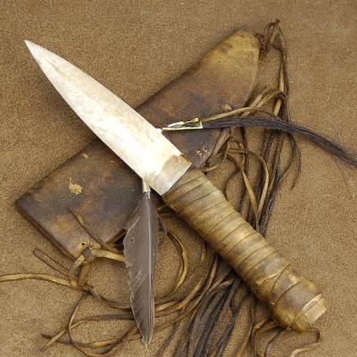 Native American Indian Buckskin Bone Dagger Knife Sheath