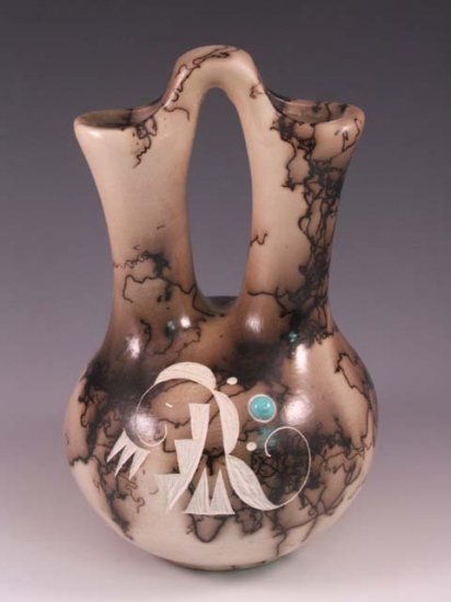 Native American Indian Horsehair Wedding Vase Pottery Pot