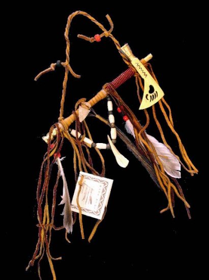Native American Indian Beaded Tomahawk Peace Pipe