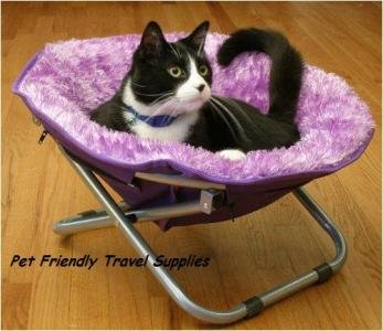 Flipo Comfort Suspension Bed Round Fuzzy Pet Moon Chair Adjustable Frame Small Dog Cat up to 20 lbs