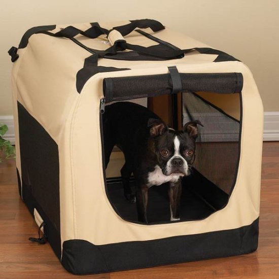 Medium Guardian Gear Soft-Sided Collapsible Dog Crate Kennel KHAKI