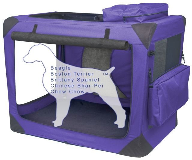 Intermediate Pet Gear Deluxe Soft Crate, Generation II - Lavender holds pets up to 50 lbs.