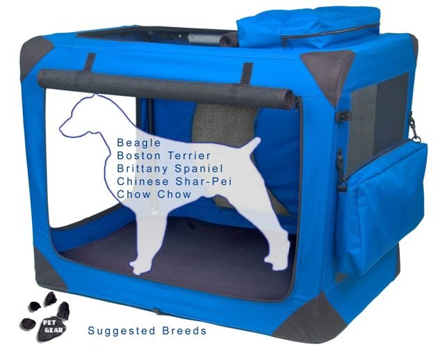 Medium Pet Gear Deluxe Soft Crate, Generation II - Blue Sky holds up to 70 lbs.