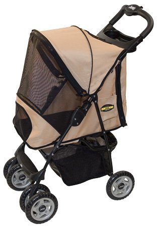Jeep Wrangler Pet Dog Stroller Sandstone holds pets up to 30 lbs.