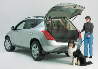 MIDWEST Universal Wire Mesh Pet Barrier Secures Dog Safely in Rear of Vehicle