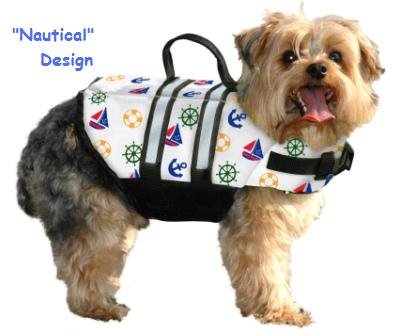 Paws Aboard Nautical or Pink or Blue Polka Dot Designer Dog Safety Life Jacket Vest Preserver Medium