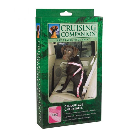 Cruising Companion Camouflage Auto Car Safety Dog Harness Small Medium 12"-28" Green or Pink