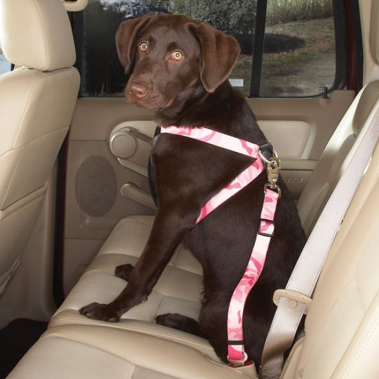 Cruising Companion Camouflage Auto Car Safety Dog Harness X-Small 7"-16" Green or Pink