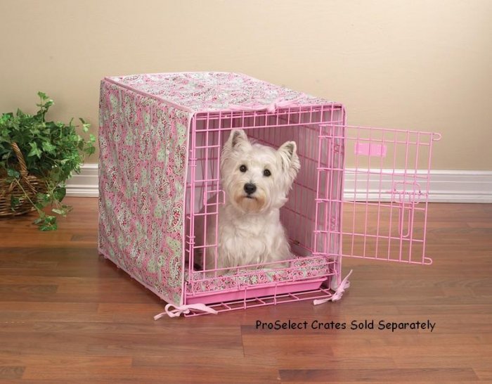 2 pc crate cover and bed set matches Proselect Colored Wire Dog Crate Small 24" Blue or Pink