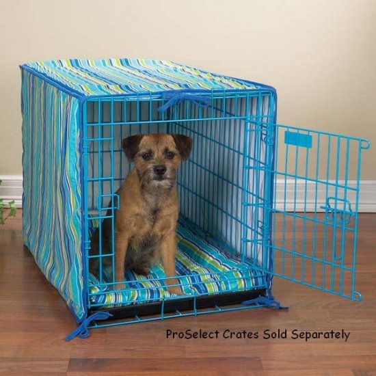 2 pc crate cover and bed set matches Proselect Colored Wire Dog Crate Medium 30" Blue or Pink