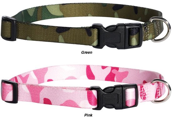 Guardian Gear Nylon Camo Dog Collar Medium 14 - 20 in. necks Pink Green