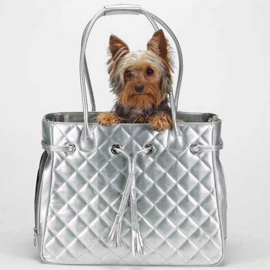 Large up to 22 lbs Zack & Zoey Quilted Metallic Pet Carriers Dog Tote Cat Purse GOLD or SILVER