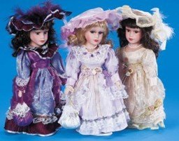 12" VICTORIAN STYLE PORCELAIN DOLL.