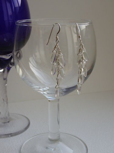 SOLD: Sterling Silver & Clear Glass Bead Earrings