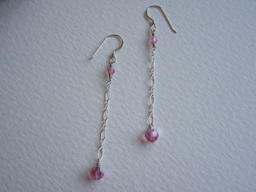 Swarovski Crystals & Sterling Silver Chain Earrings