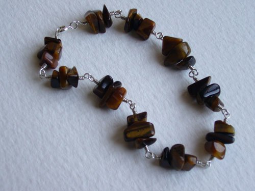 SOLD: Tiger Eye Bead & Sterling Silver Bracelet