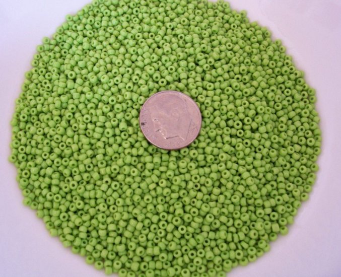 Size 11 Matsuno seed beads opaque lime 15 grams