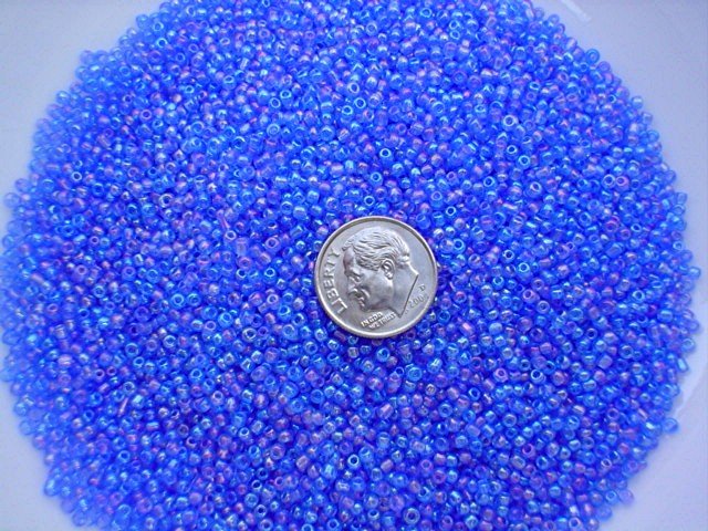 Size 11 Celestial rainbow beads blue 15 grams