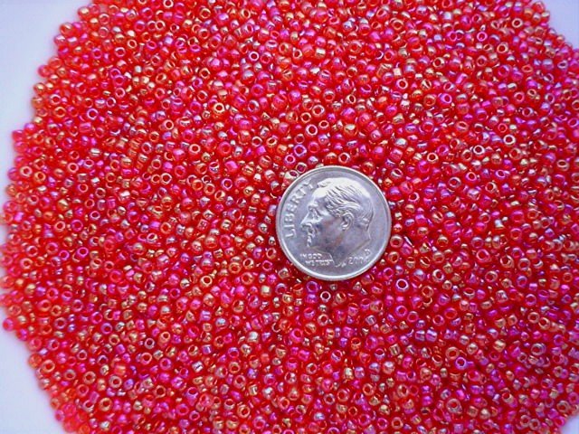Size 11 Celestial rainbow beads red 15 grams