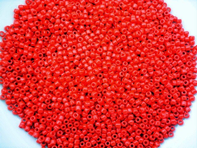 Size 8 seed beads Opaque Ruby 15 grams