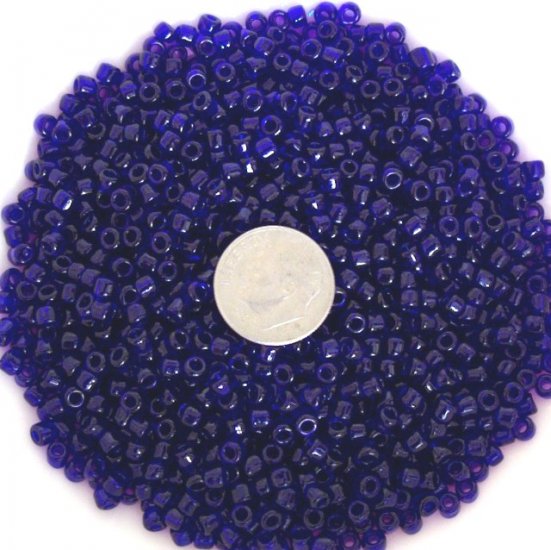 Size 6 transparent seed beads 25 grams Cobalt Blue