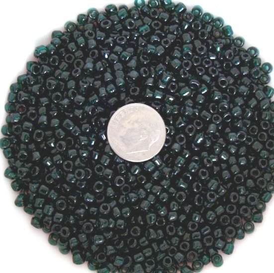 Size 6 transparent seed beads 25 grams Dark Emerald