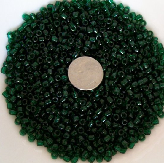 Size 6 transparent seed beads 25 grams Dark Green