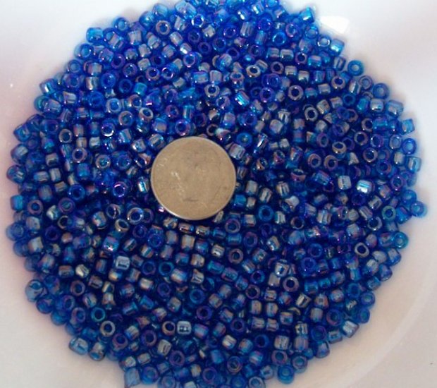 Size 6 seed beads Transparent Luster 25 Grams Dark Blue