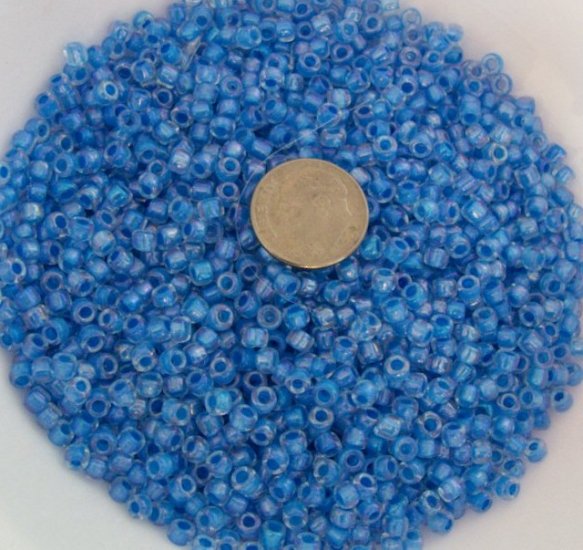 Size 6 seed beads Transparent Luster 25 Grams Light Blue