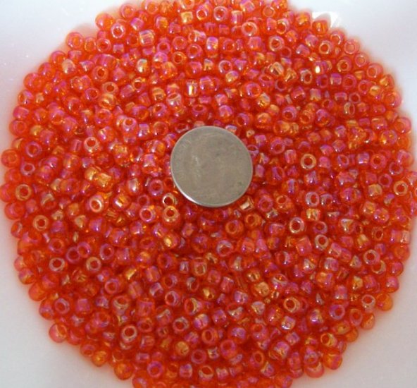 Size 6 seed beads Transparent Luster 25 Grams Orange