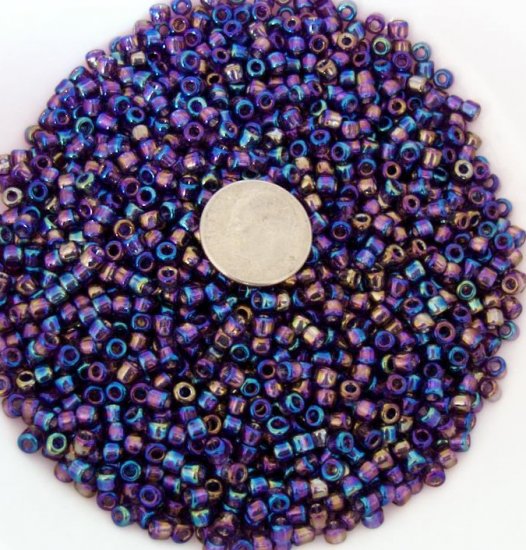 Size 6 seed beads Transparent Luster 25 Grams Purple
