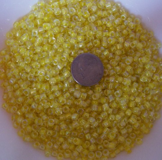 Size 6 seed beads Transparent Luster 25 Grams Yellow