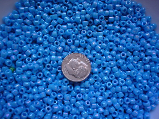 Size 6 seed beads Opaque Rainbow luster 25 grams Turquoise
