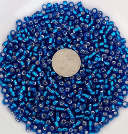 Size 6 seed beads Silver lined 25 grams Turquoise