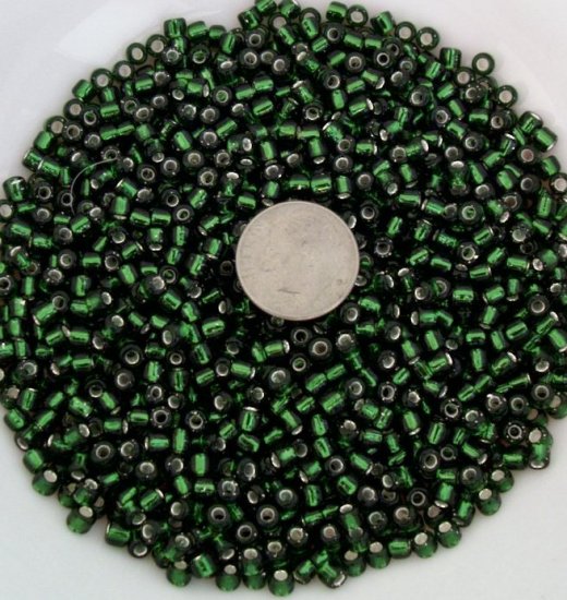 Size 6 seed beads Silver lined 25 grams Olive