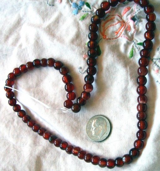 Gemstone stone beads Red agate 6mm round 15 inch strand