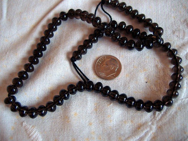 Gemstone stone beads Smoky quartz rondelle 7X4mm 16 inch strand