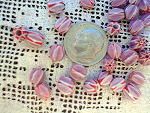 Handmade chevron beads glass 6 mm 25 grams lilac