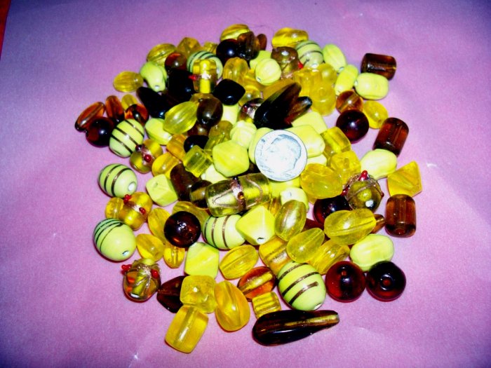 Bulk mixed beads. Hand made.1 pound yellow and amber