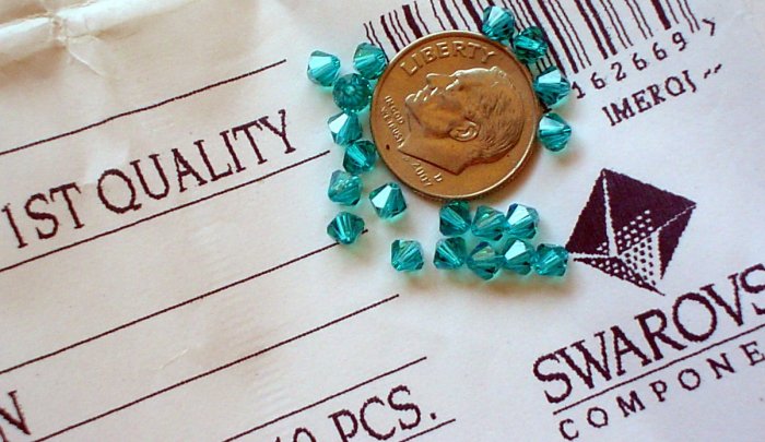 Swarovski crystal beads diamond cut bicone 4mm blue zircon 20 bead pack