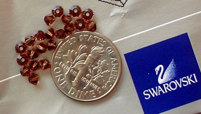 Swarovski crystal beads diamond cut bicone 3mm Colorado Topaz 20 bead pack.