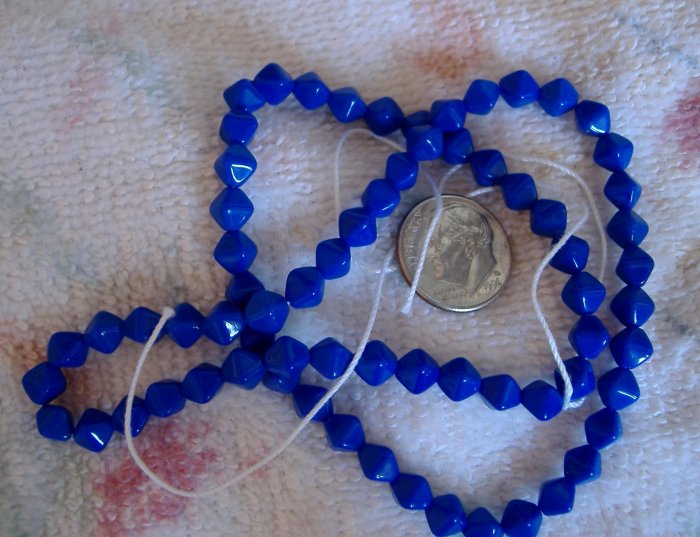 Bicone glass beads opaque dark blue 6mm 16 inch strand