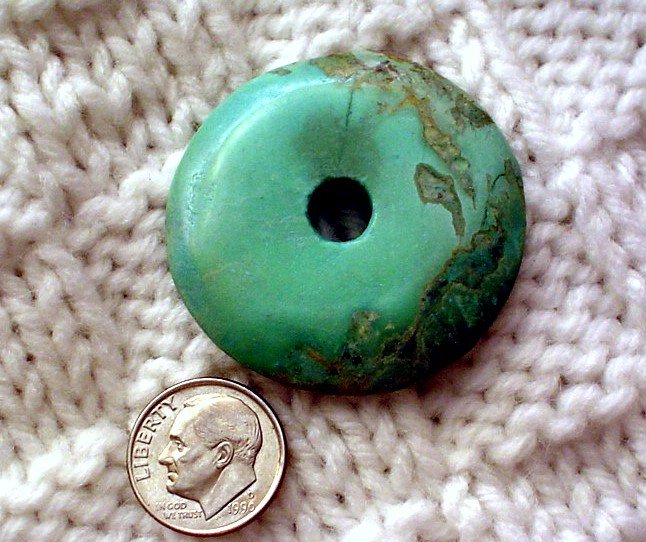 Turquoise donut pendant undrilled Aproximately 40 mm a009