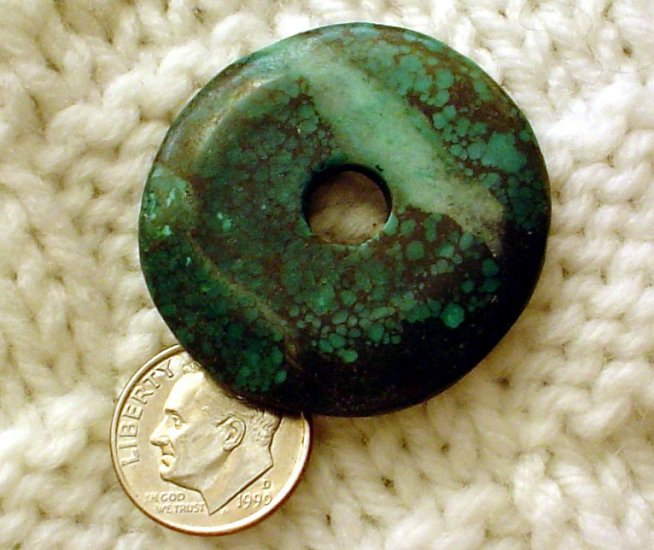 Turquoise donut pendant undrilled aproximately 35 mm a010