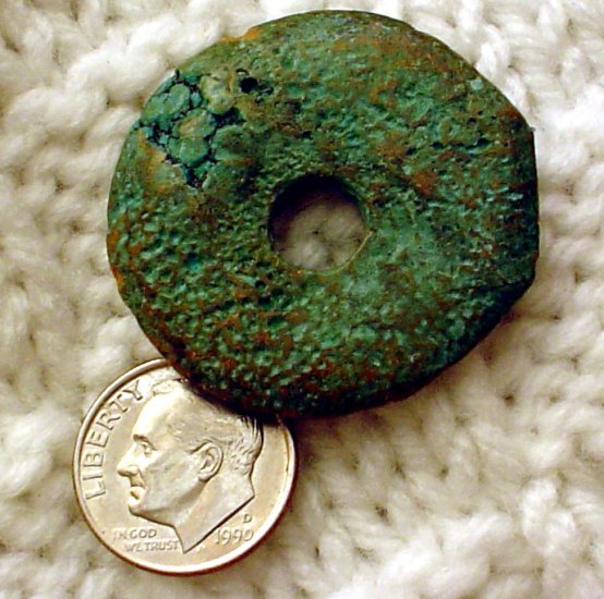 Turquoise donut pendant undrilled aproximately 33mm a011